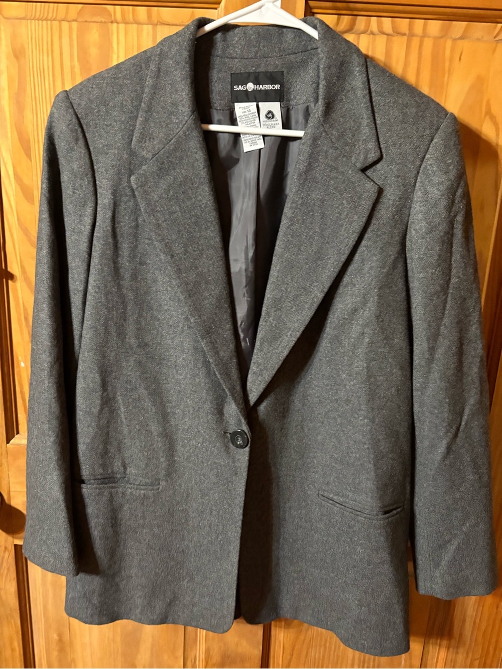 Sag Harbor Charcoal Gray Single-Button Women's Blazer